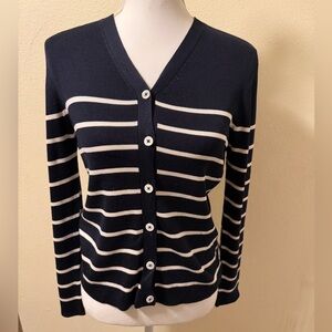 Lauren Ralph Lauren 100% spun silk black and White Striped Women's Sweater